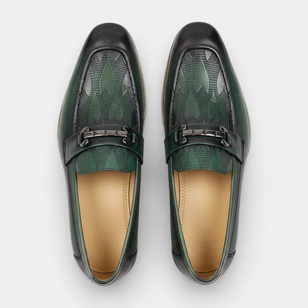 Slip-On Loafers Metal Bit Detail Patterned Upper for Men