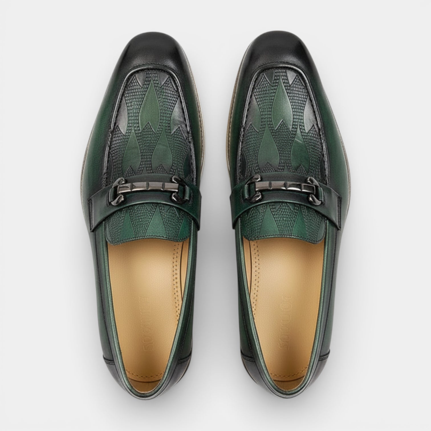 Slip-On Loafers Metal Bit Detail Patterned Upper for Men