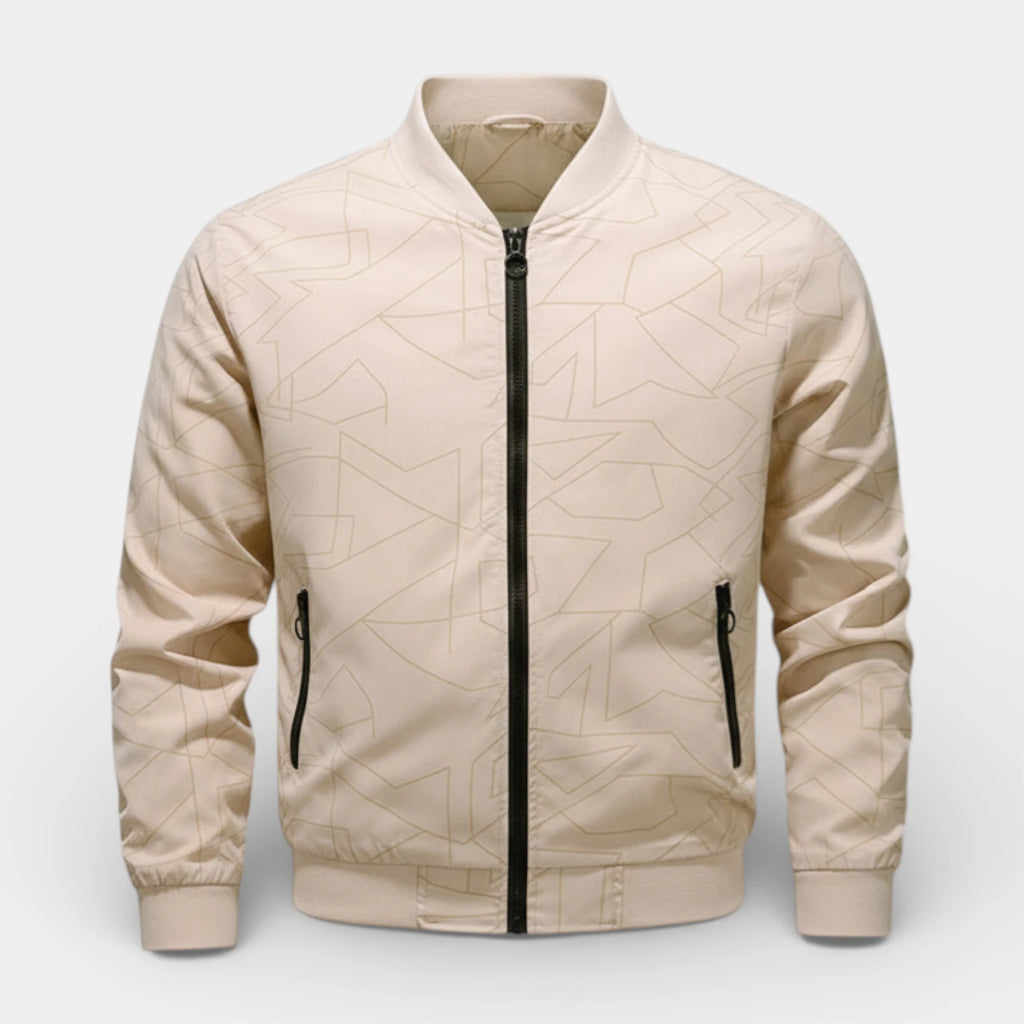 Geometric Pattern Zip-Up Bomber Jacket Regular Fit for Men