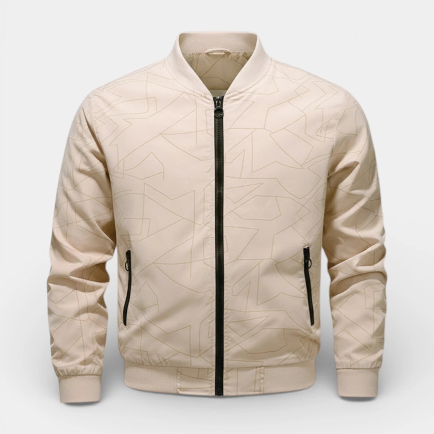 Geometric Pattern Zip-Up Bomber Jacket Regular Fit for Men