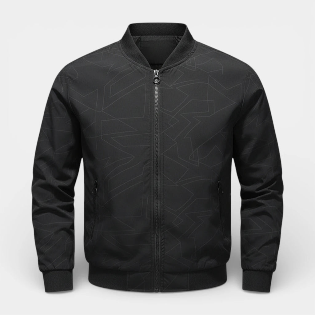 Geometric Pattern Zip-Up Bomber Jacket Regular Fit for Men