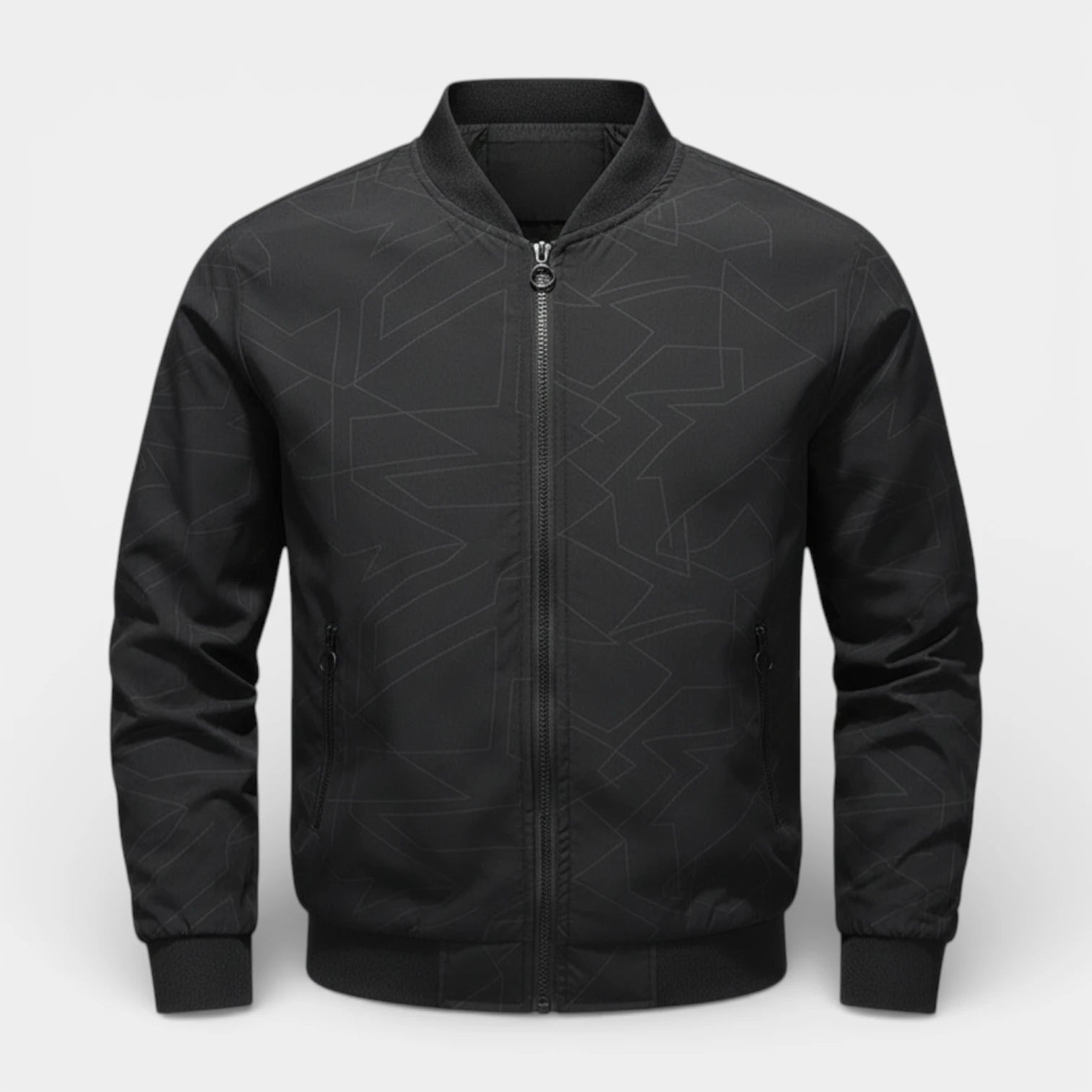 Geometric Pattern Zip-Up Bomber Jacket Regular Fit for Men