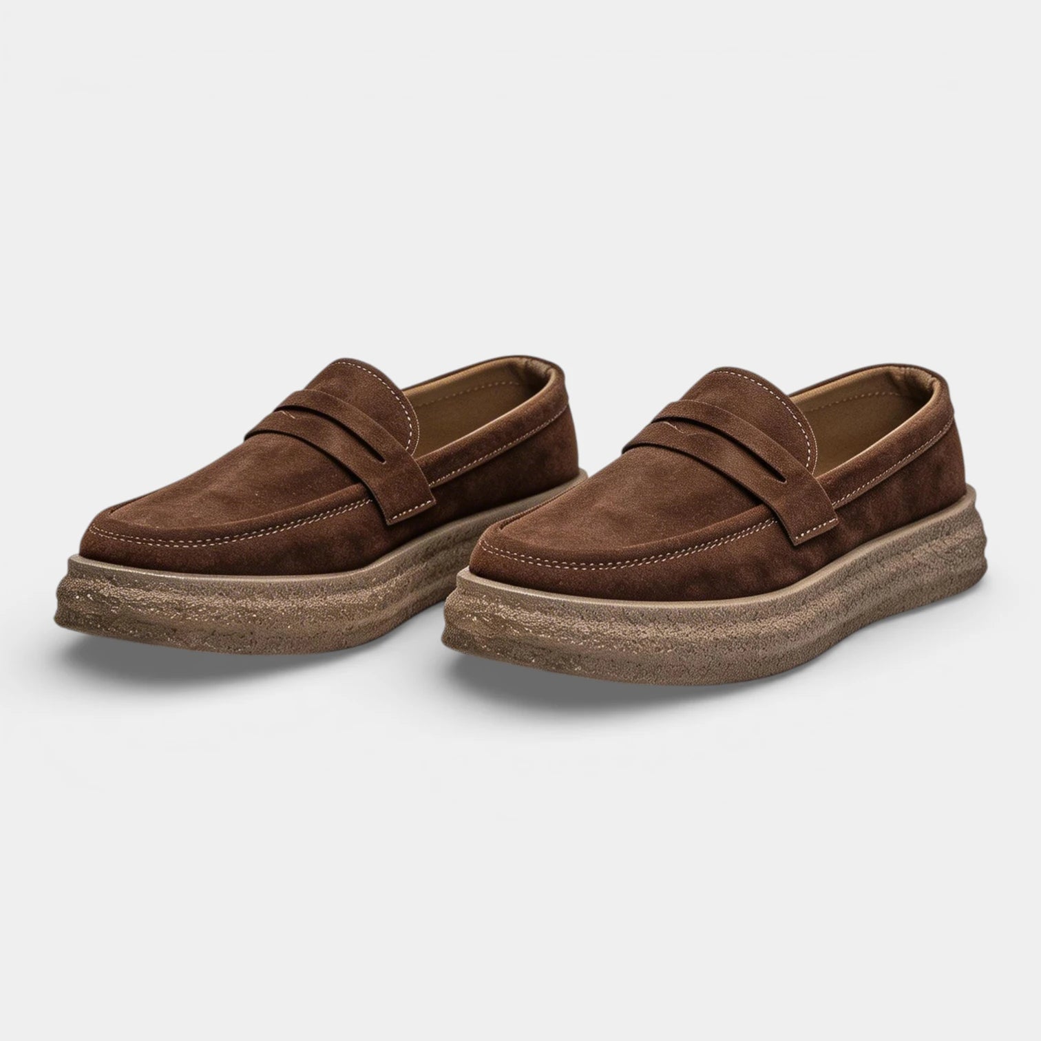 Penny Loafer Slip-On Shoes Round Toe Thick Sole for Men