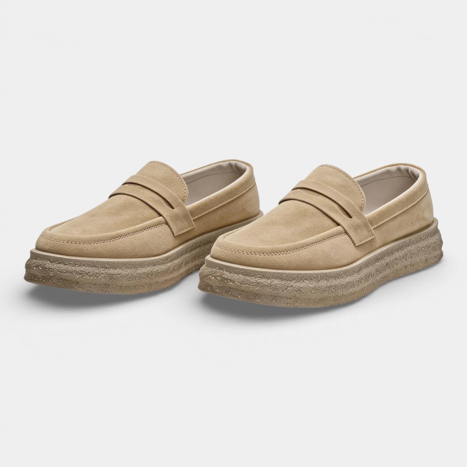 Penny Loafer Slip-On Shoes Round Toe Thick Sole for Men