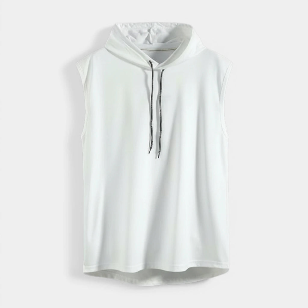 Sleeveless Drawstring Hooded Pullover Relaxed Fit for Men