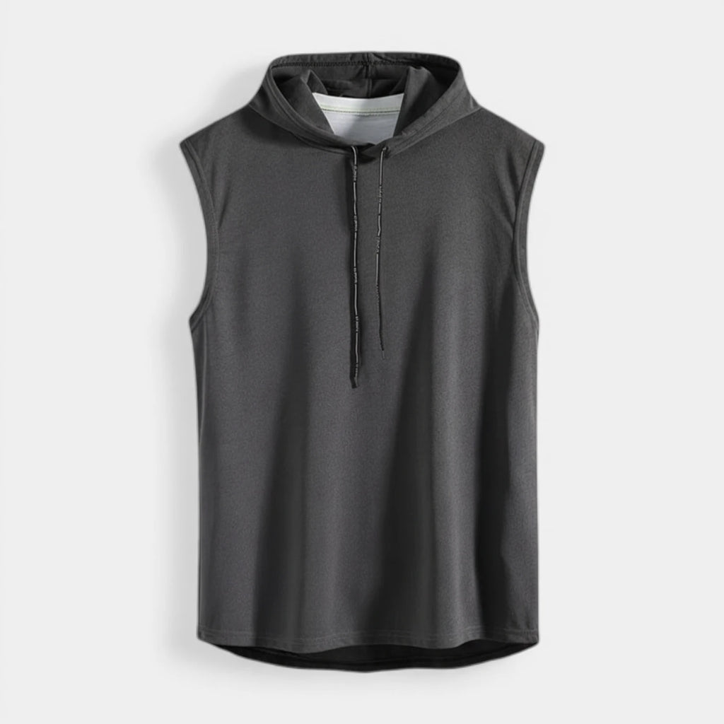 Sleeveless Drawstring Hooded Pullover Relaxed Fit for Men