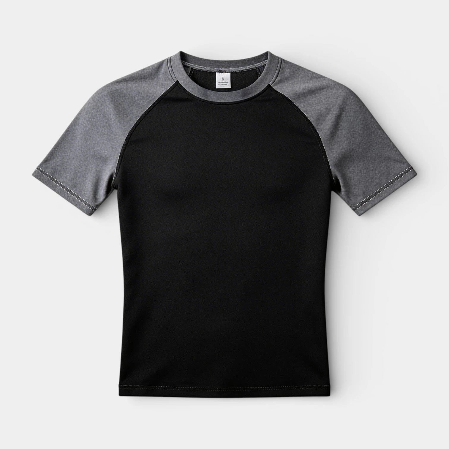 Crew Neck Athletic T-Shirt Contrast Panel for Men