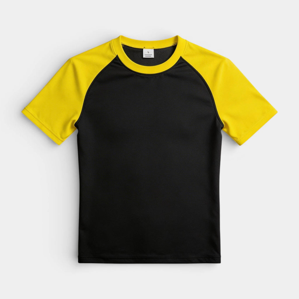 Crew Neck Athletic T-Shirt Contrast Panel for Men