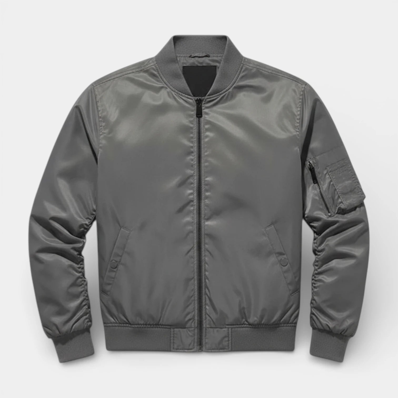 Regular Fit Zip-Up Bomber Jacket Ribbed for Men