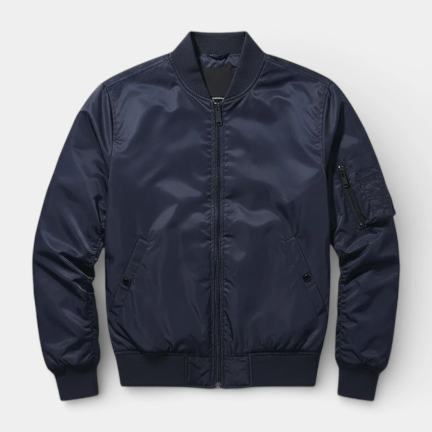 Regular Fit Zip-Up Bomber Jacket Ribbed for Men