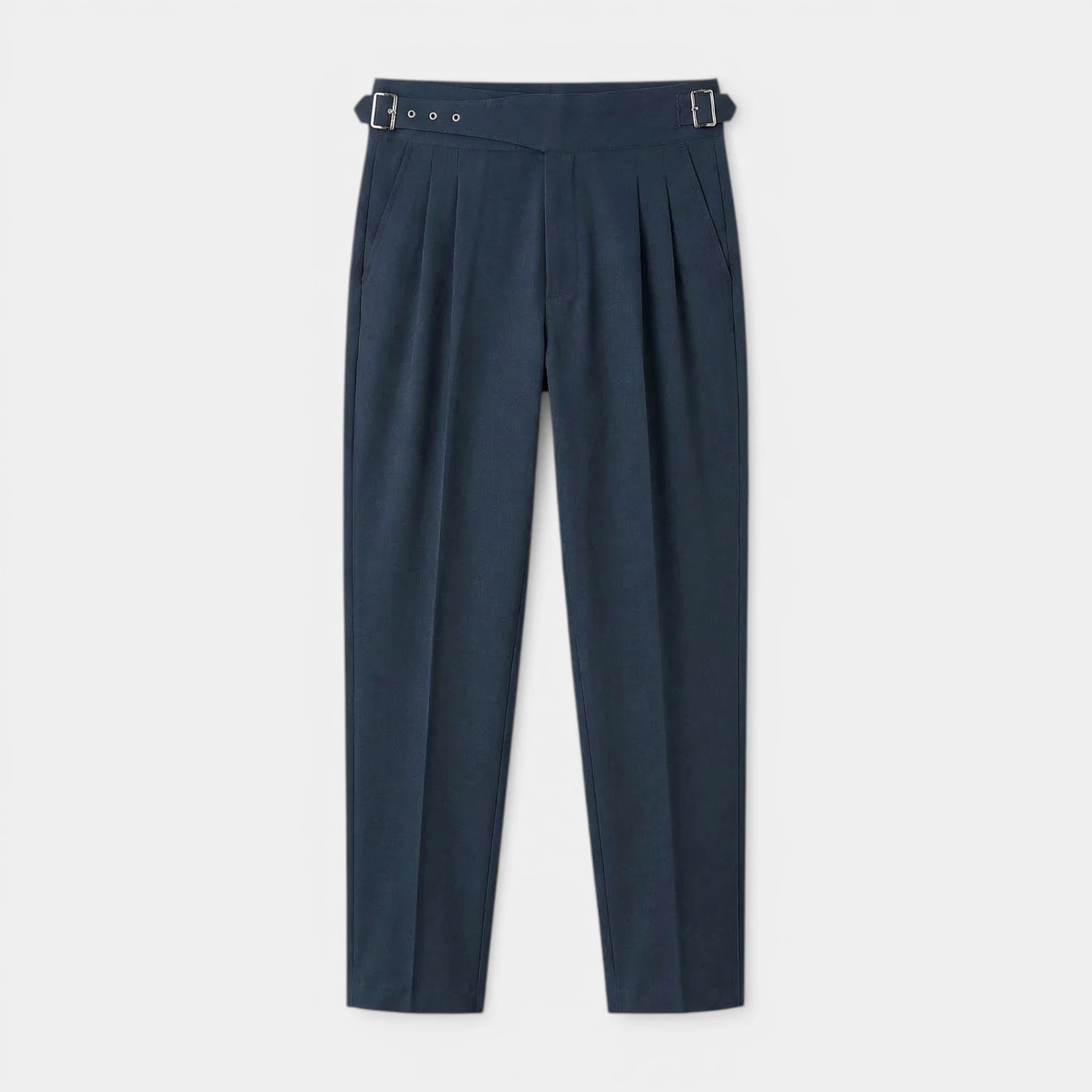 Pleated Front Straight Leg Trousers Side Adjuster for Men