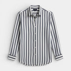 Striped Button-Up Shirt Long Sleeve Regular Fit for Men
