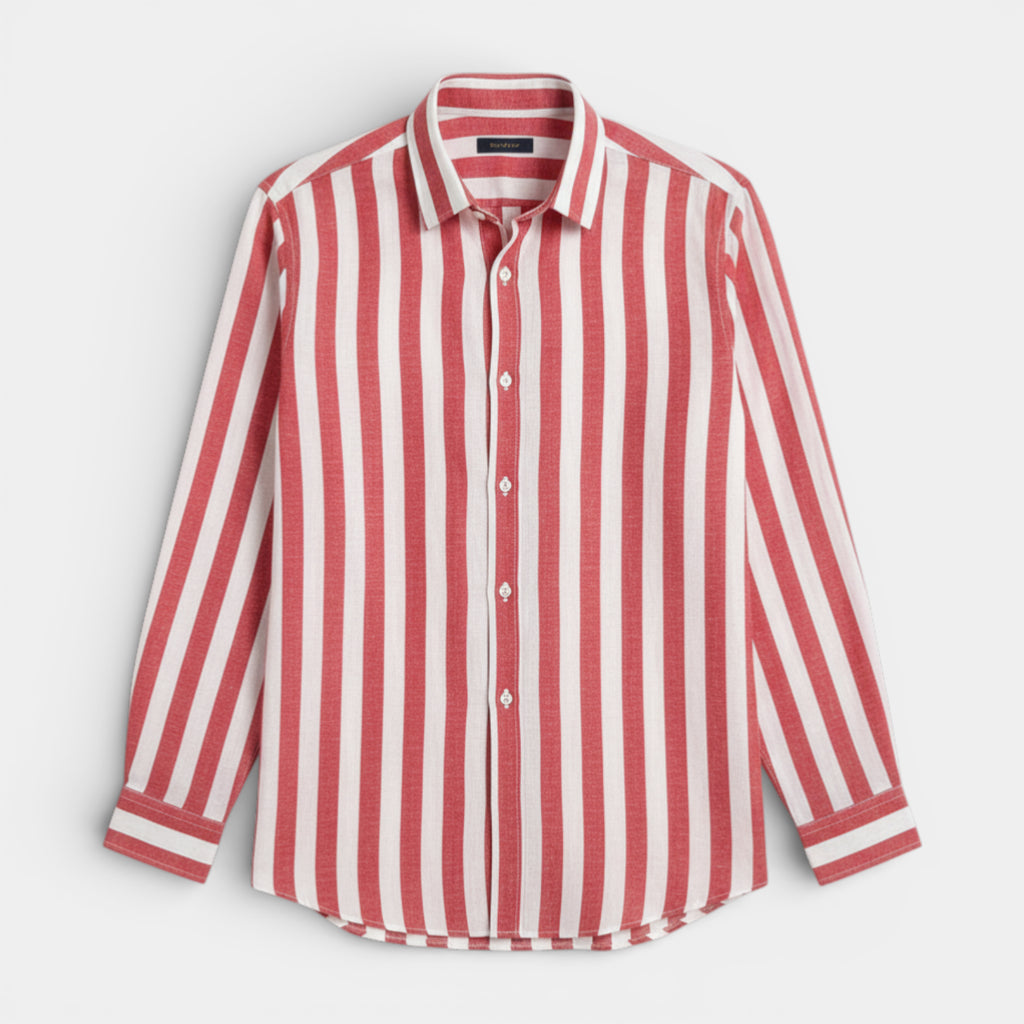Striped Button-Up Shirt Long Sleeve Regular Fit for Men