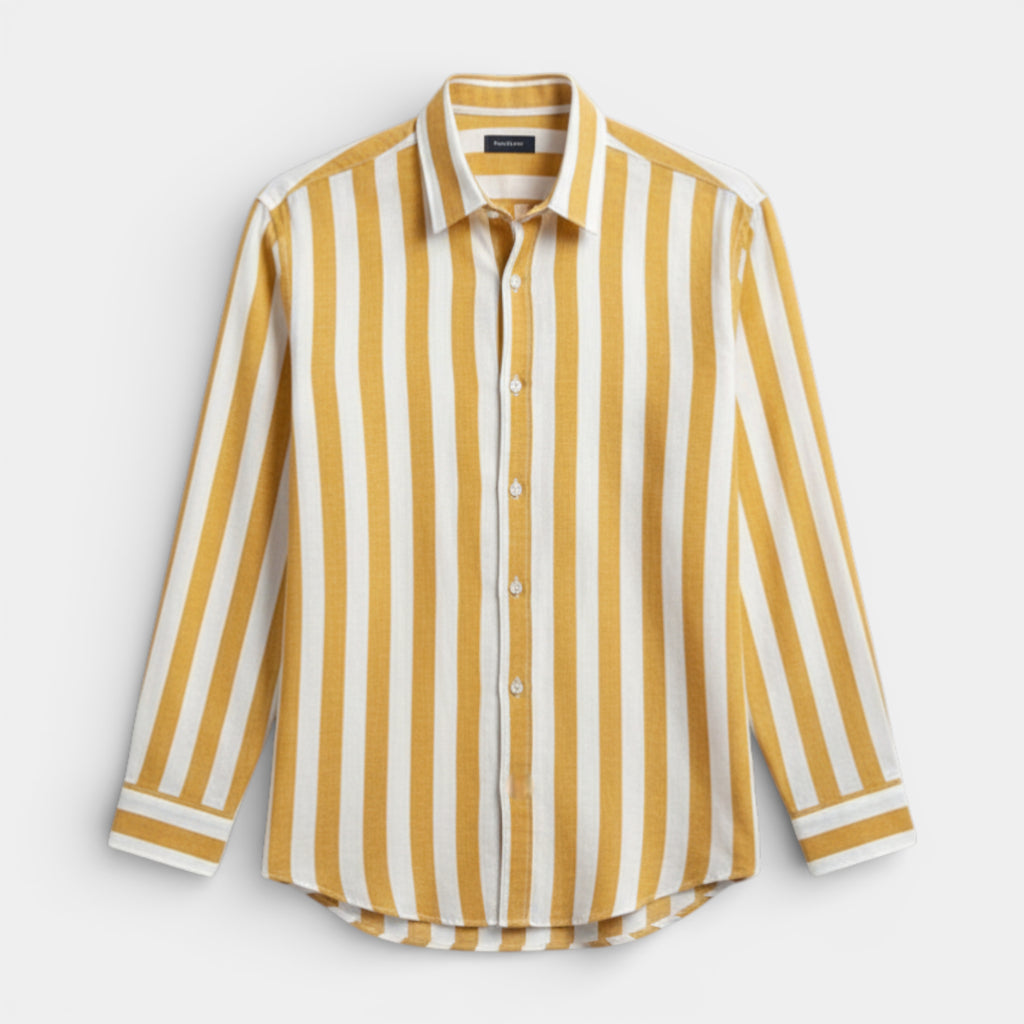 Striped Button-Up Shirt Long Sleeve Regular Fit for Men