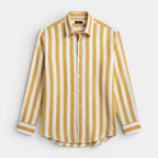 Striped Button-Up Shirt Long Sleeve Regular Fit for Men