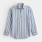 Striped Button-Up Shirt Long Sleeve Regular Fit for Men