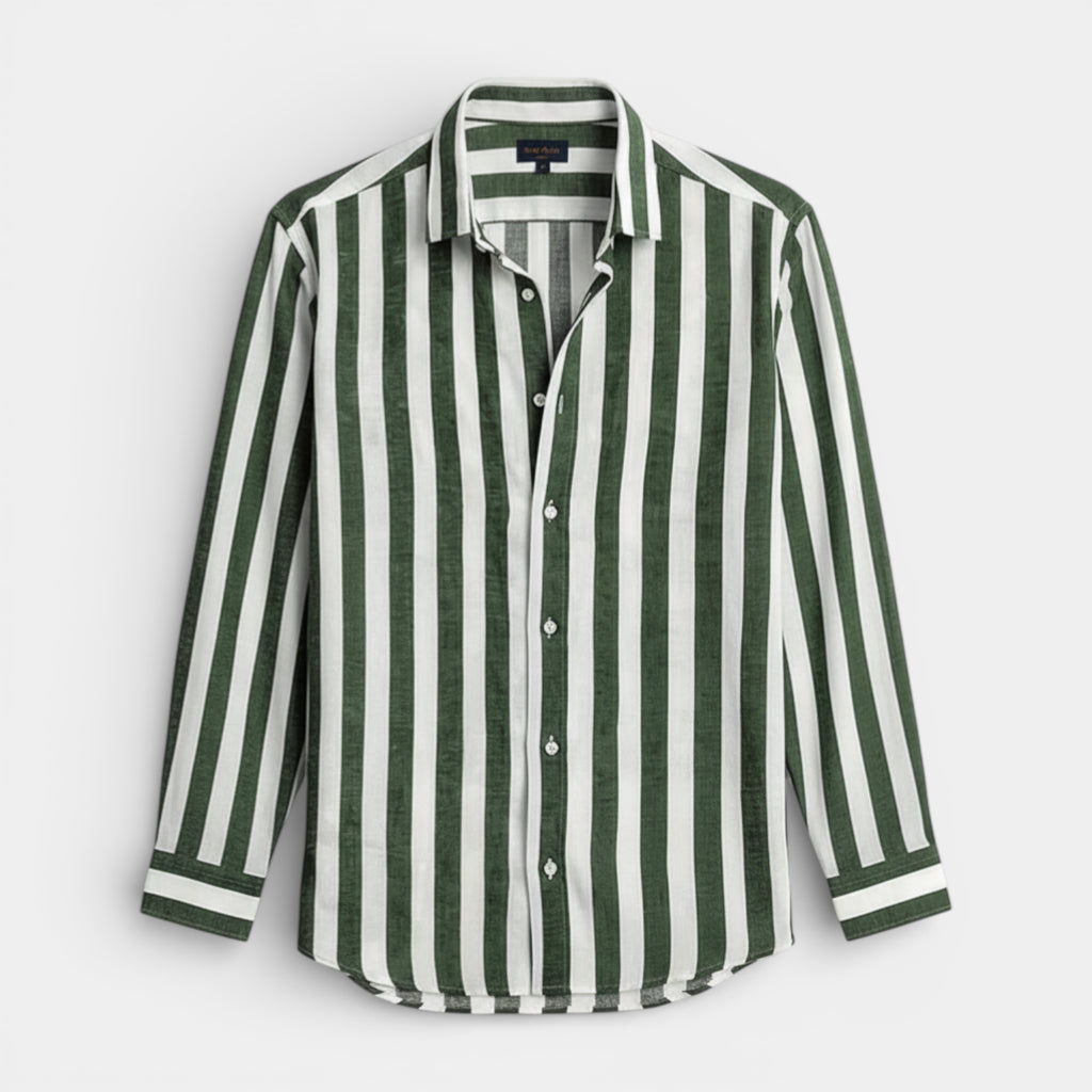 Striped Button-Up Shirt Long Sleeve Regular Fit for Men