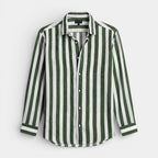 Striped Button-Up Shirt Long Sleeve Regular Fit for Men