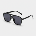 Square Aviator Sunglasses Double Bridge Black Frame for Men