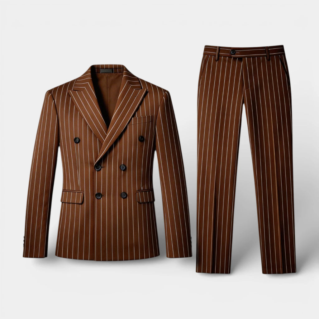 Double Breasted Pinstripe Suit Set for Men
