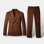 Double Breasted Pinstripe Suit Set for Men