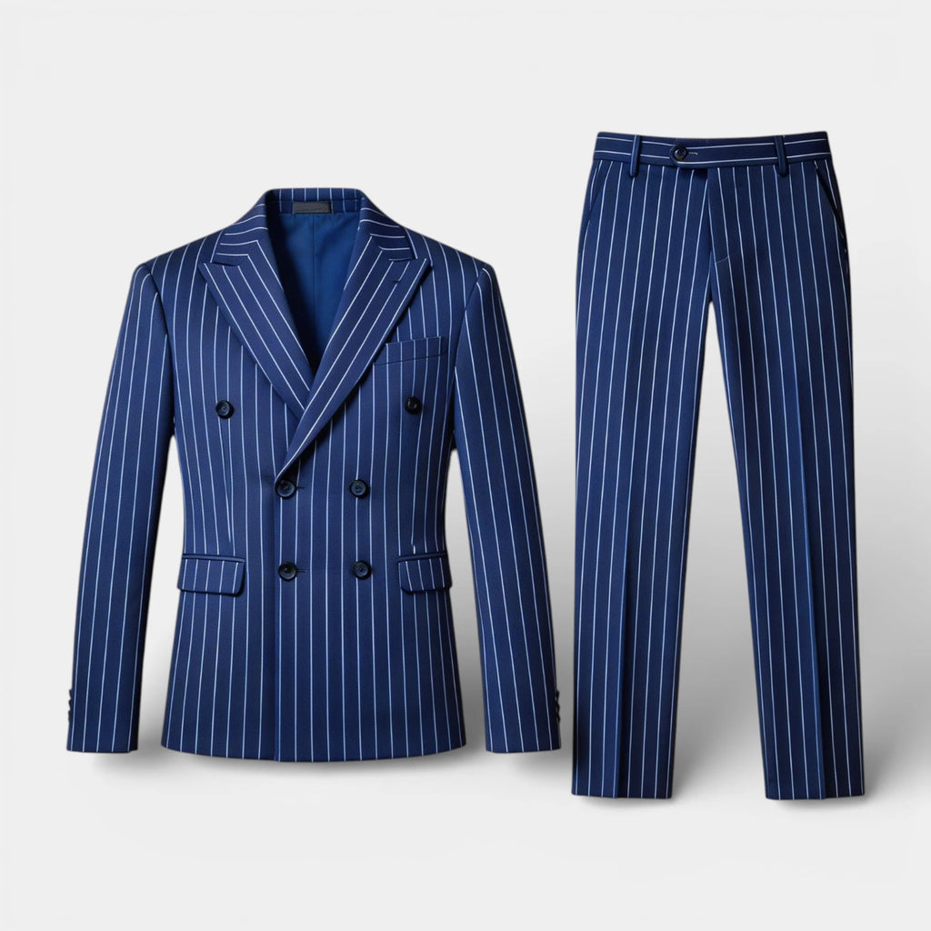 Double Breasted Pinstripe Suit Set for Men