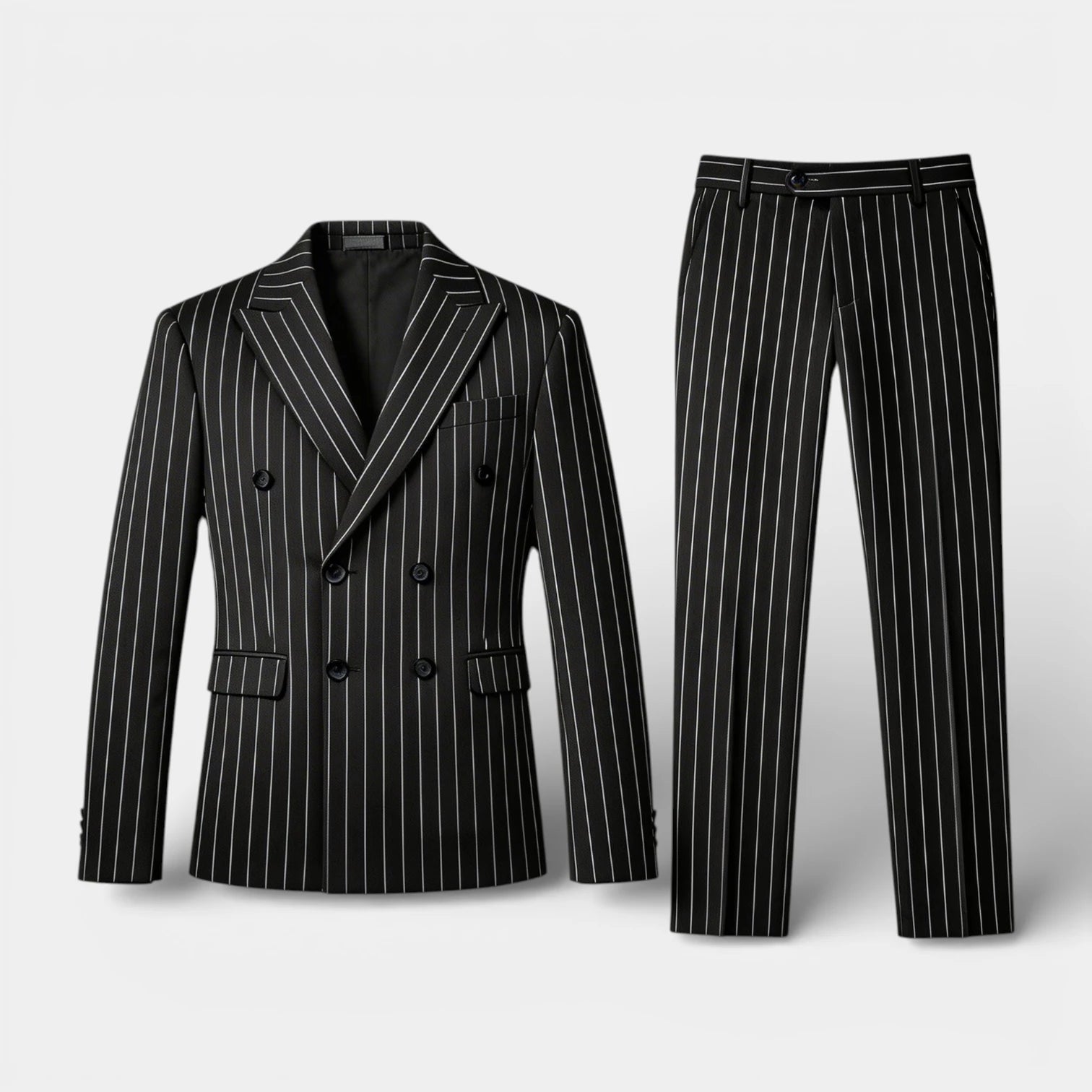 Double Breasted Pinstripe Suit Set for Men