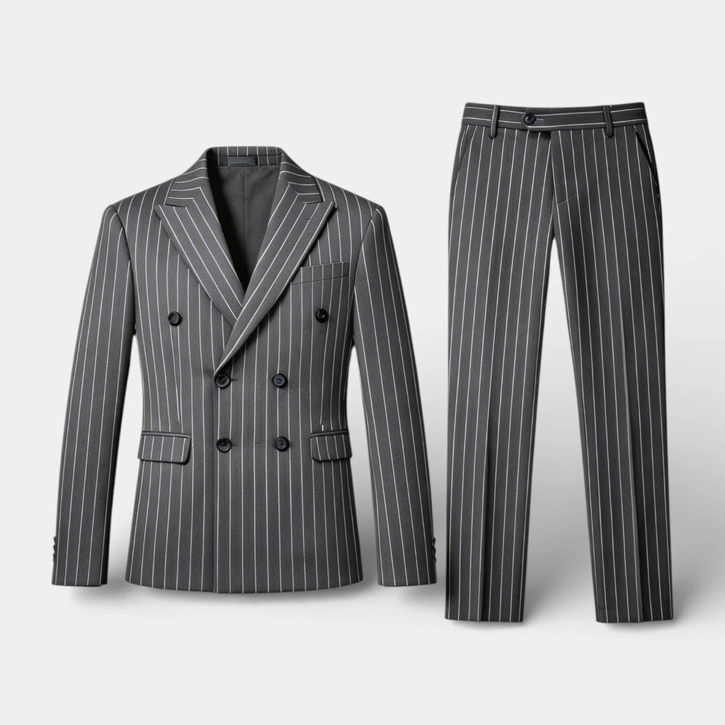 Double Breasted Pinstripe Suit Set for Men
