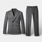 Double Breasted Pinstripe Suit Set for Men