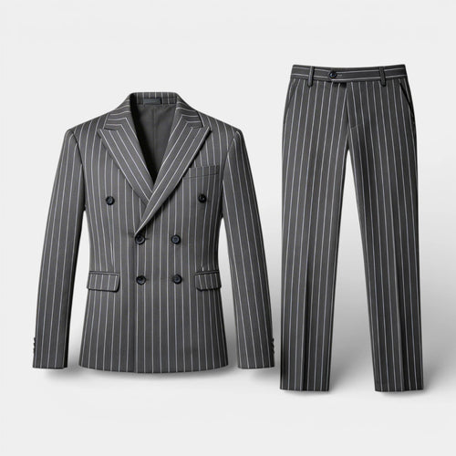 Double Breasted Pinstripe Suit Set for Men