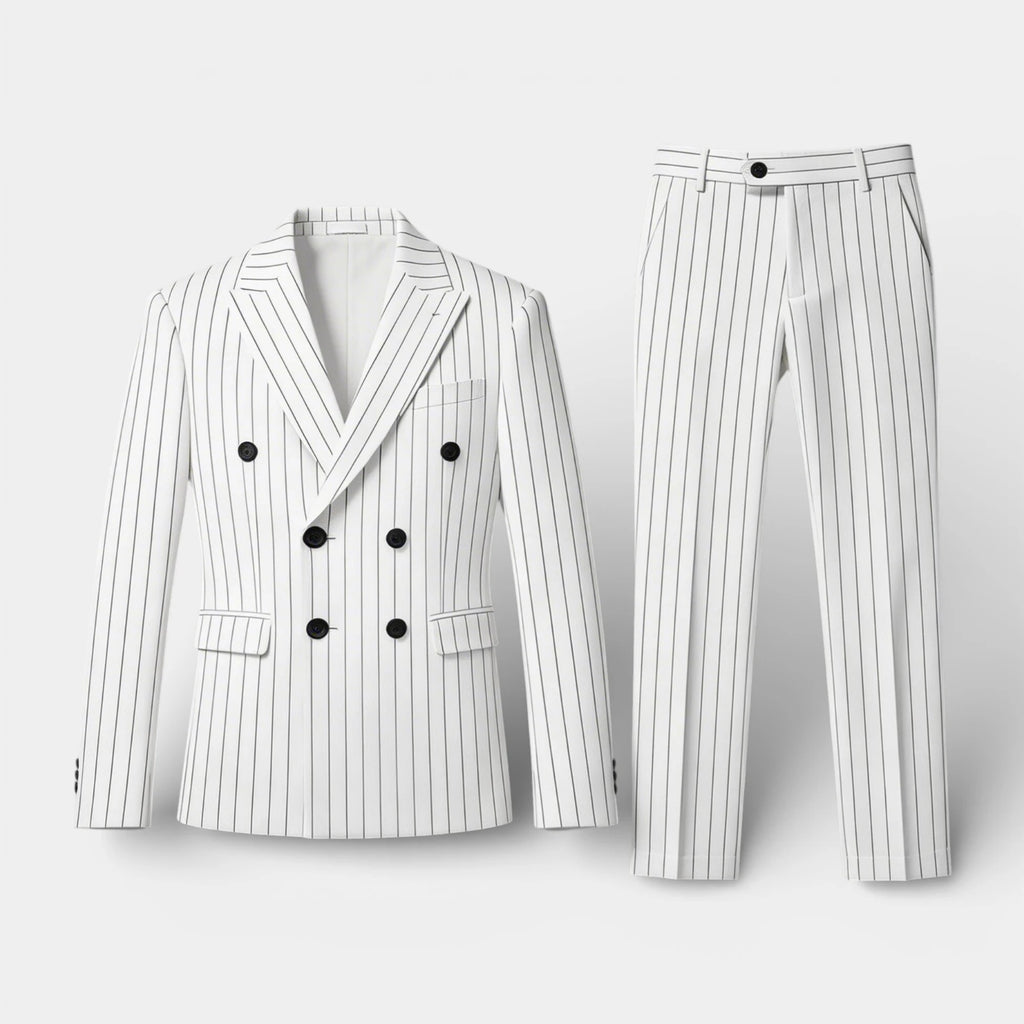 Double Breasted Pinstripe Suit Set for Men
