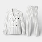 Double Breasted Pinstripe Suit Set for Men