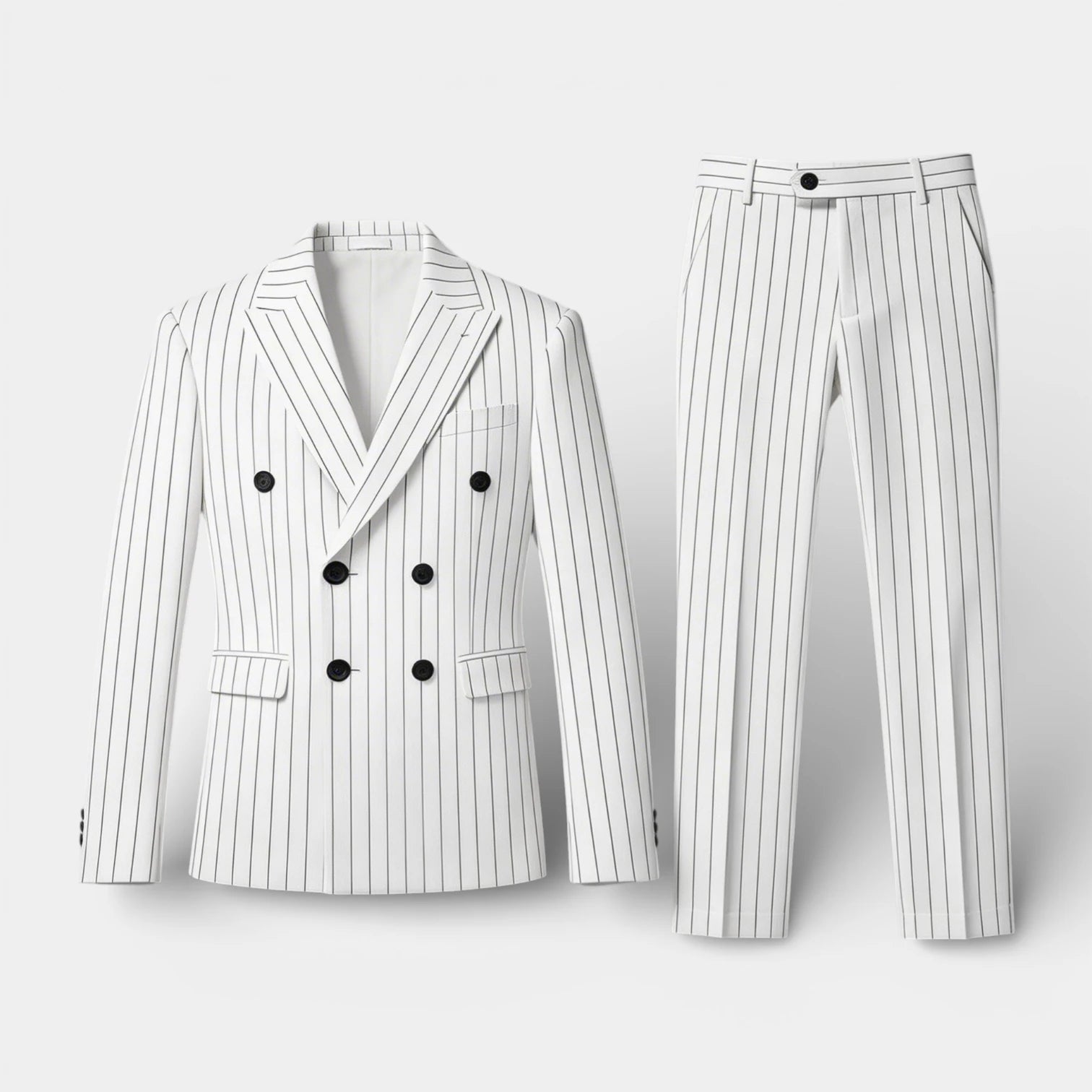Double Breasted Pinstripe Suit Set for Men