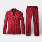 Double Breasted Pinstripe Suit Set for Men