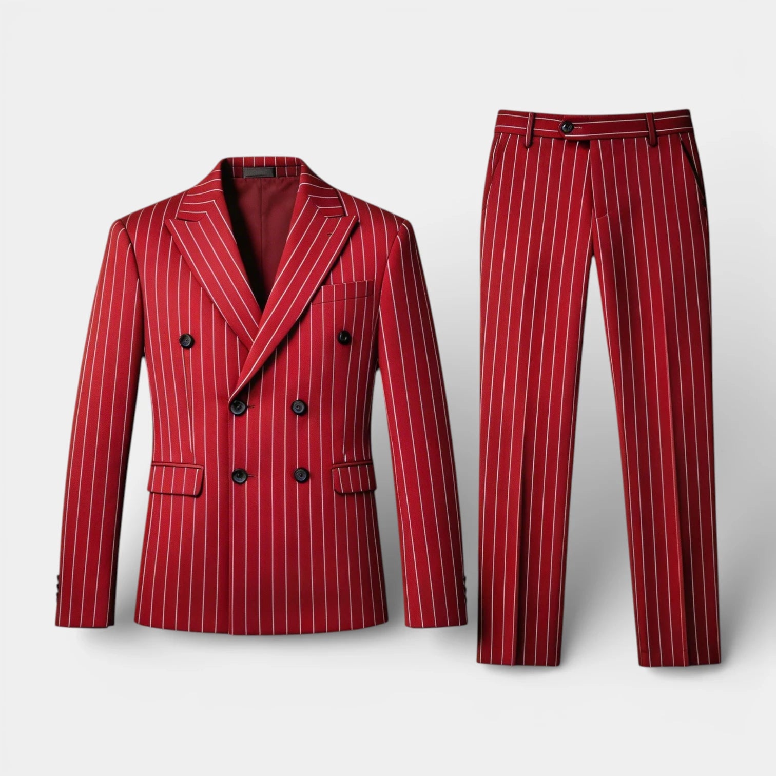Double Breasted Pinstripe Suit Set for Men