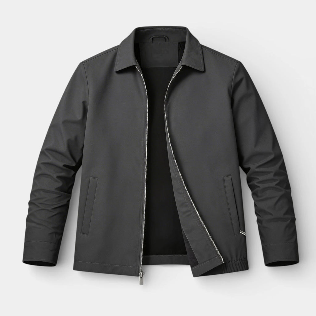 Polo Collar Zip-Up Jacket Regular Fit for Men