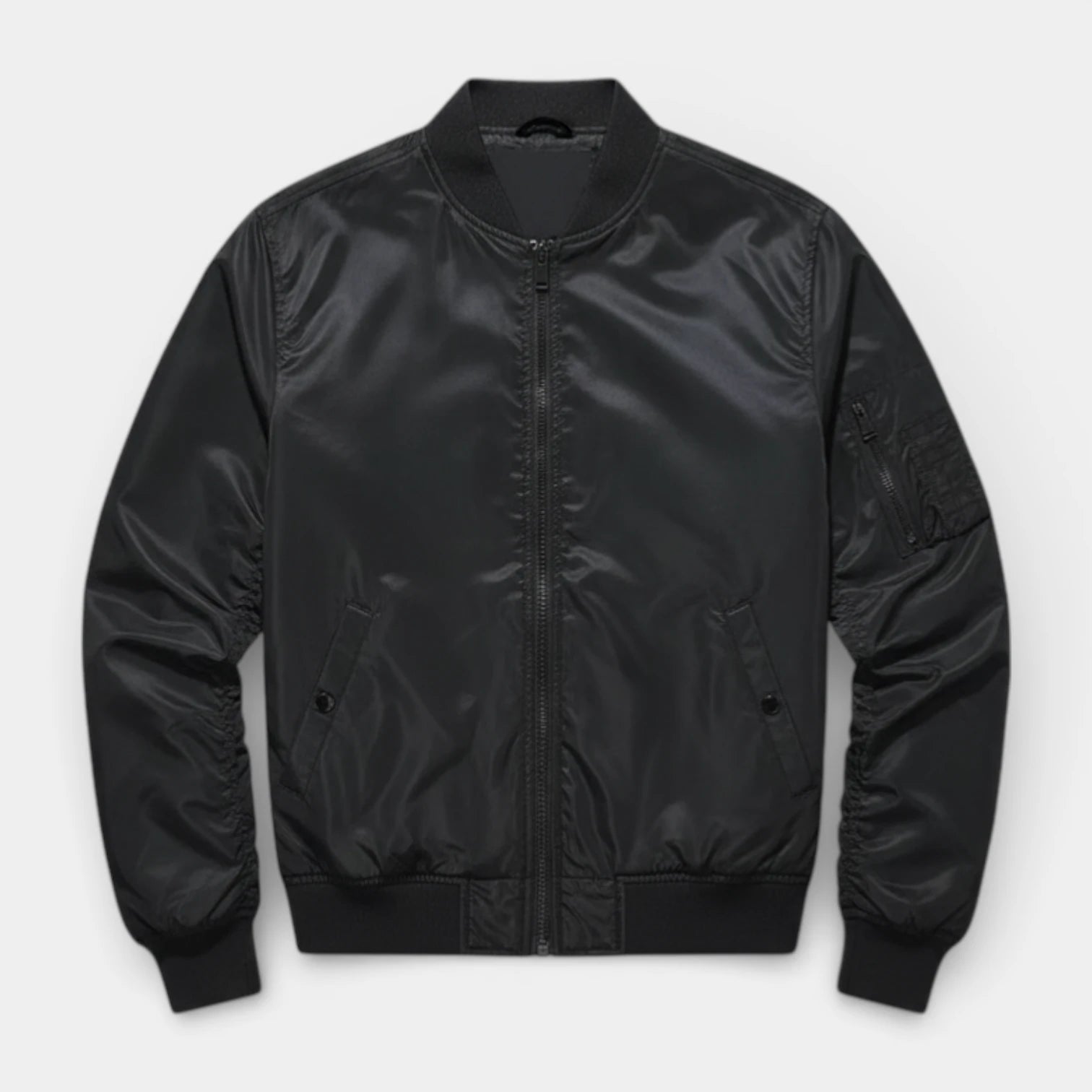 Regular Fit Zip-Up Bomber Jacket Ribbed for Men