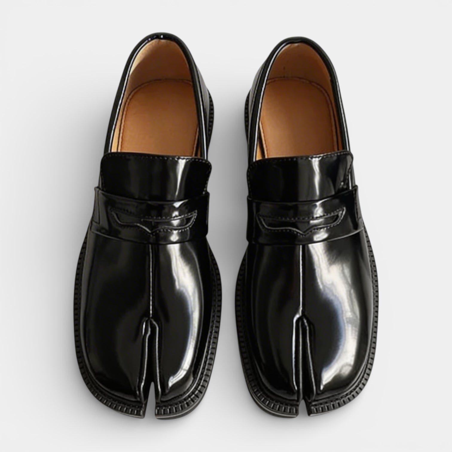 Split-Toe Leather Loafer Dress Shoes Slip-On for Men