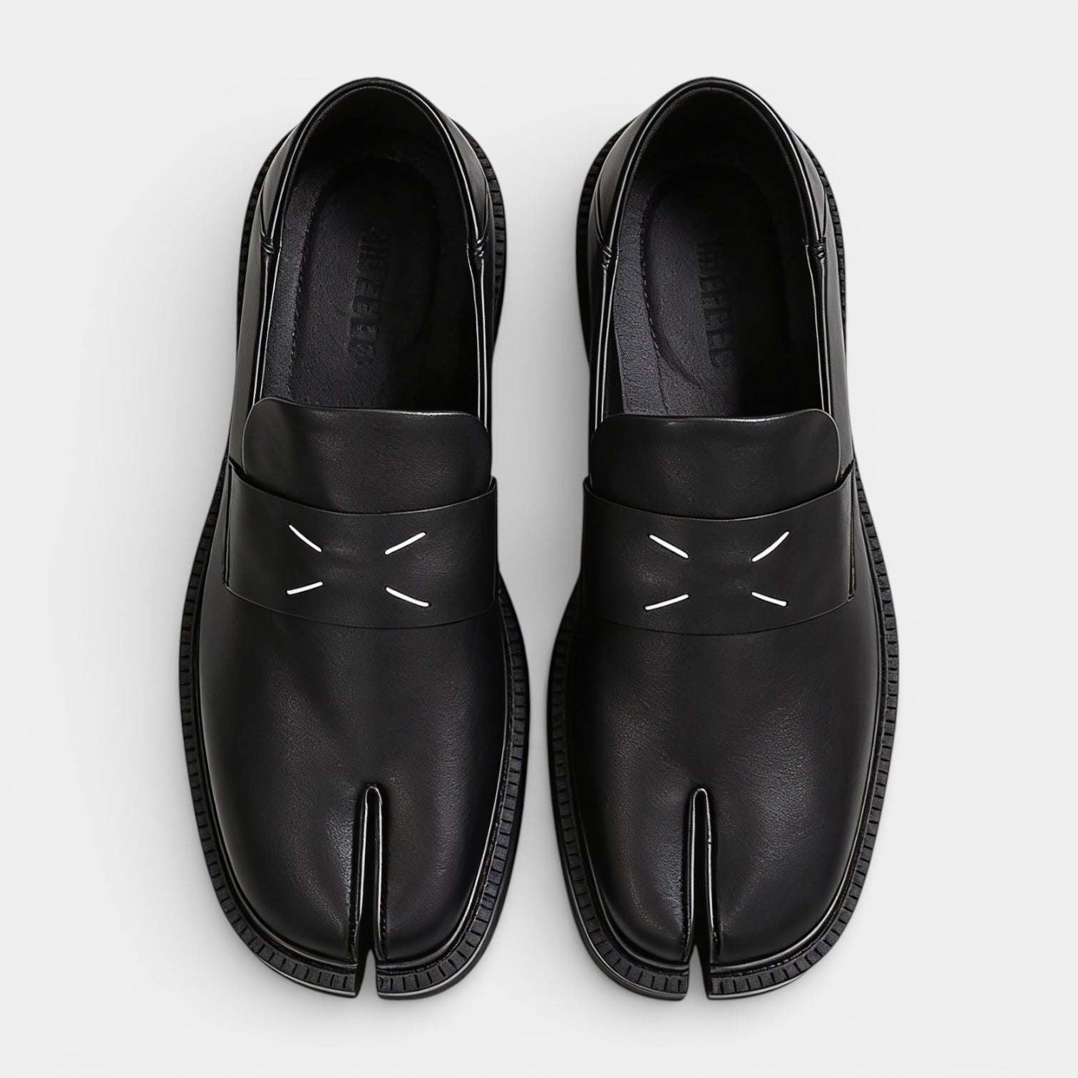 Split-Toe Leather Loafer Dress Shoes Slip-On for Men