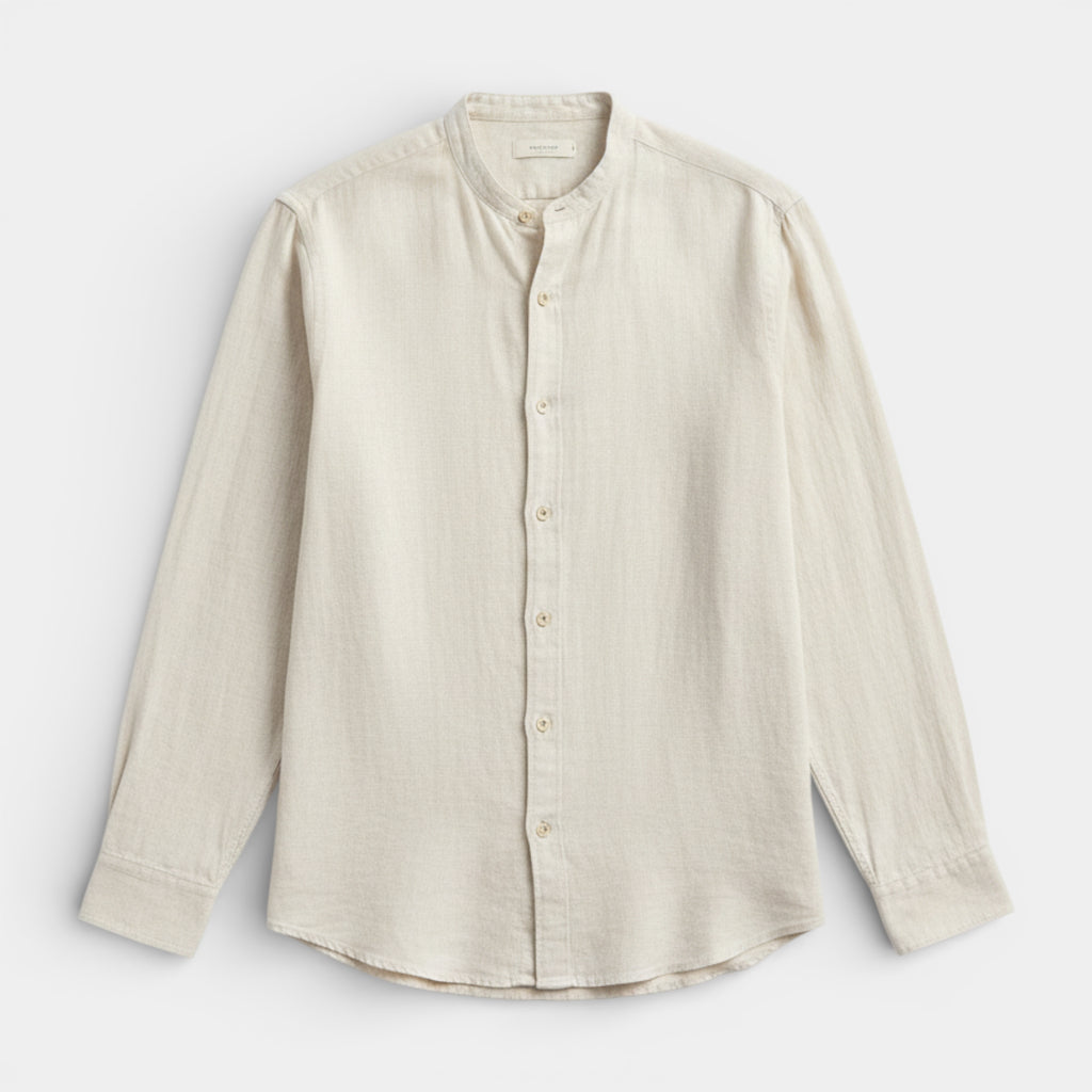 Button-Up Stand Collar Shirt Regular Fit for Men