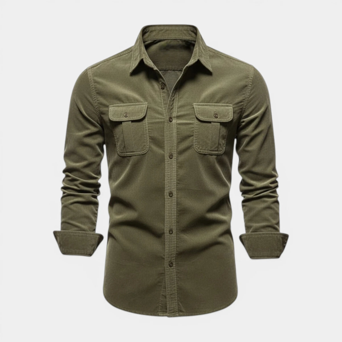 Button-Up Shirt Dual Chest Pockets Structured Fit for Men