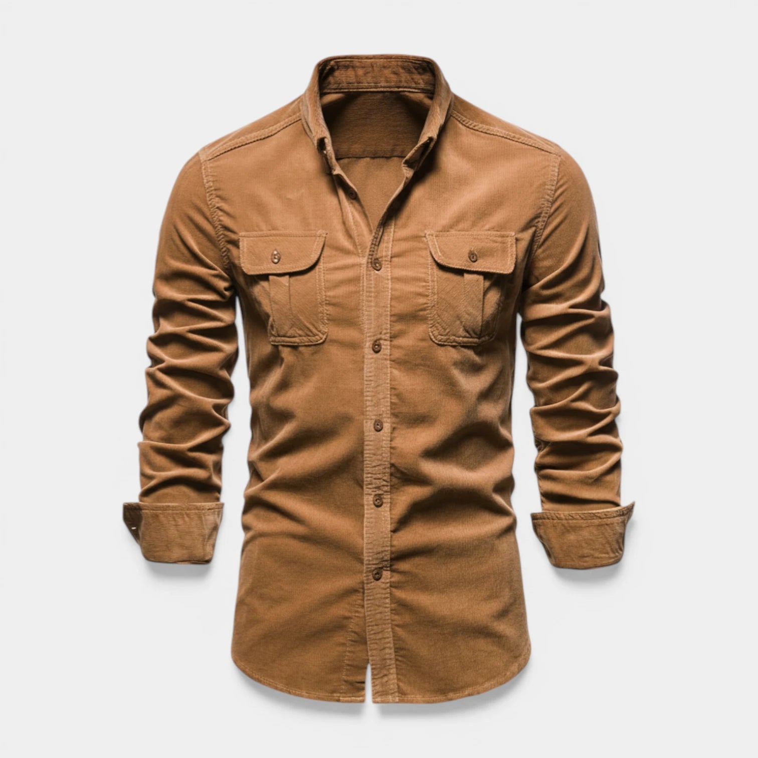 Button-Up Shirt Dual Chest Pockets Structured Fit for Men