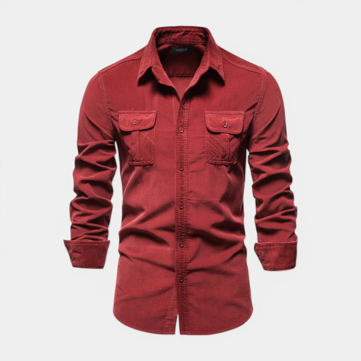 Button-Up Shirt Dual Chest Pockets Structured Fit for Men