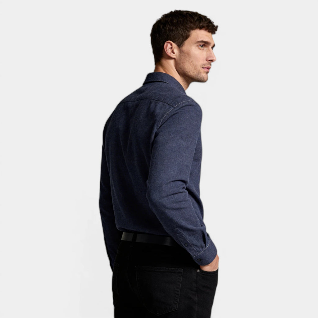 Textured Button-Up Shirt Spread Collar for Men
