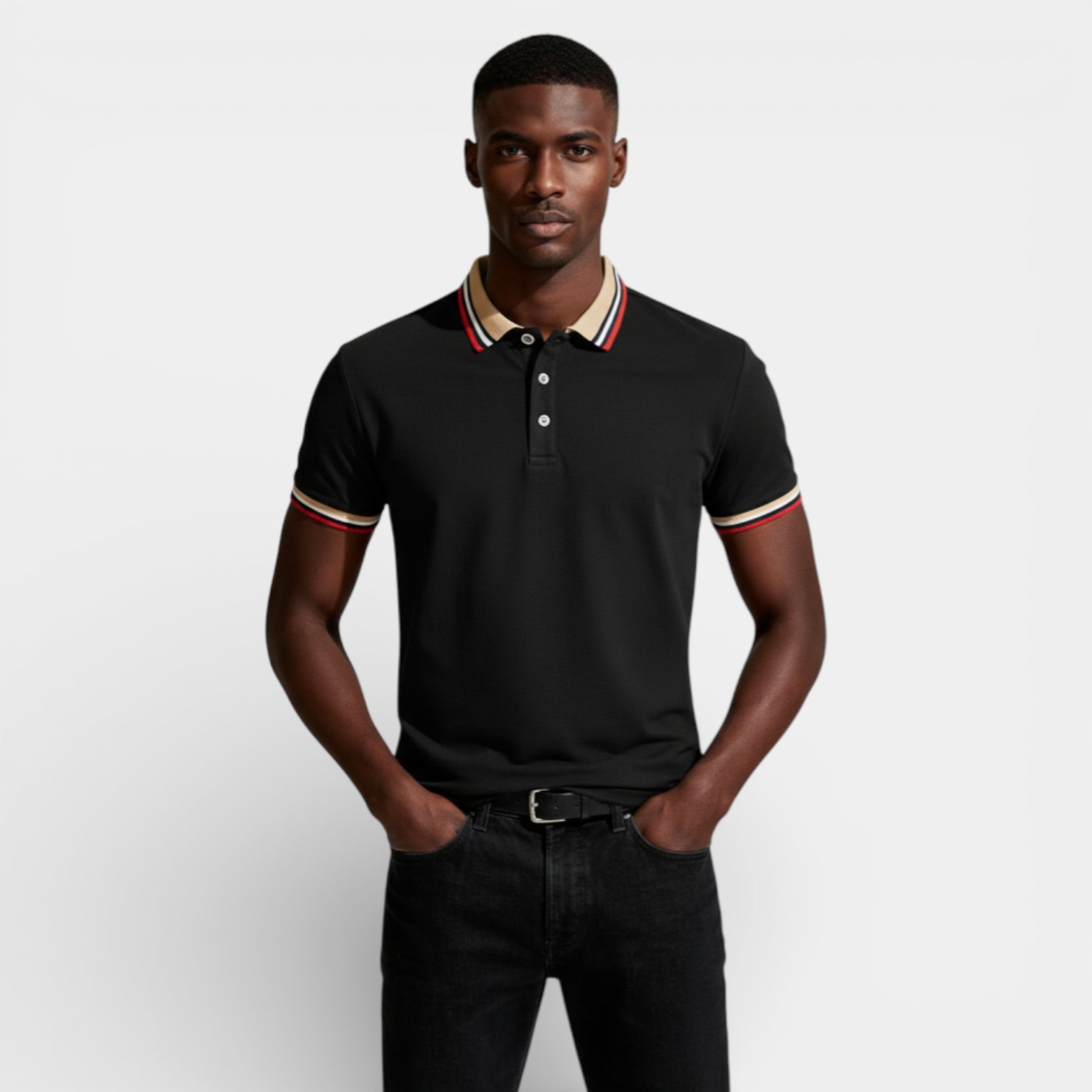 Short Sleeve Button-Up Polo Shirt Regular Fit for Men