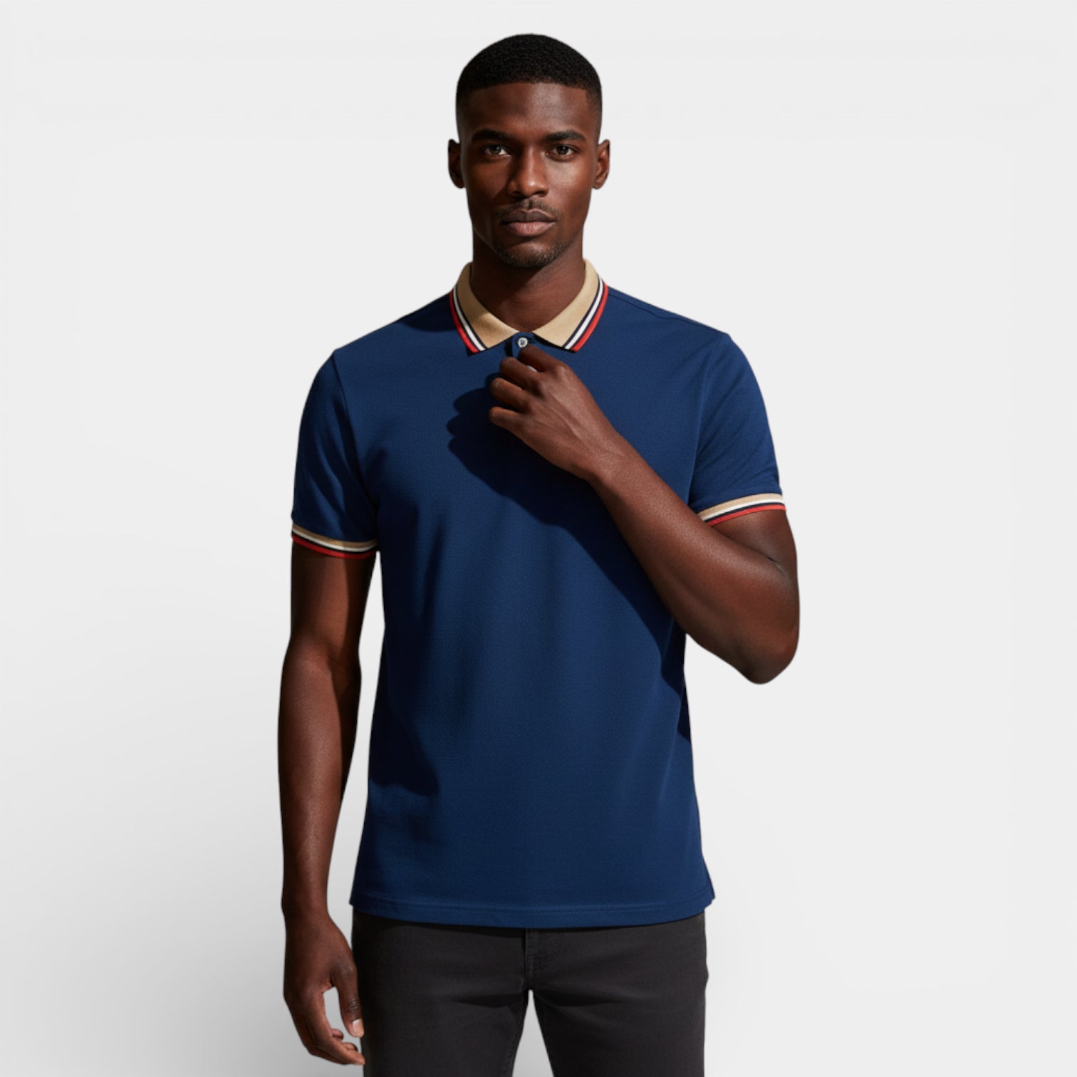 Short Sleeve Button-Up Polo Shirt Regular Fit for Men