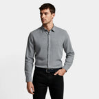 Textured Button-Up Shirt Spread Collar for Men