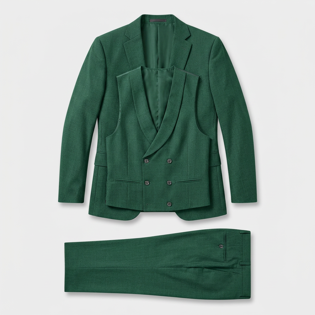 3-Piece Suit Set Single-Breasted Blazer Double-Breasted Vest for Men