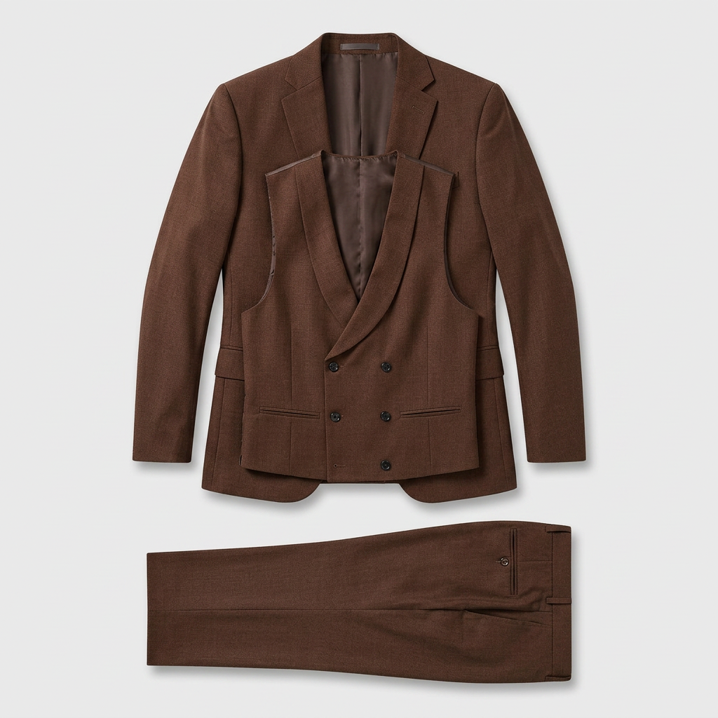 3-Piece Suit Set Single-Breasted Blazer Double-Breasted Vest for Men