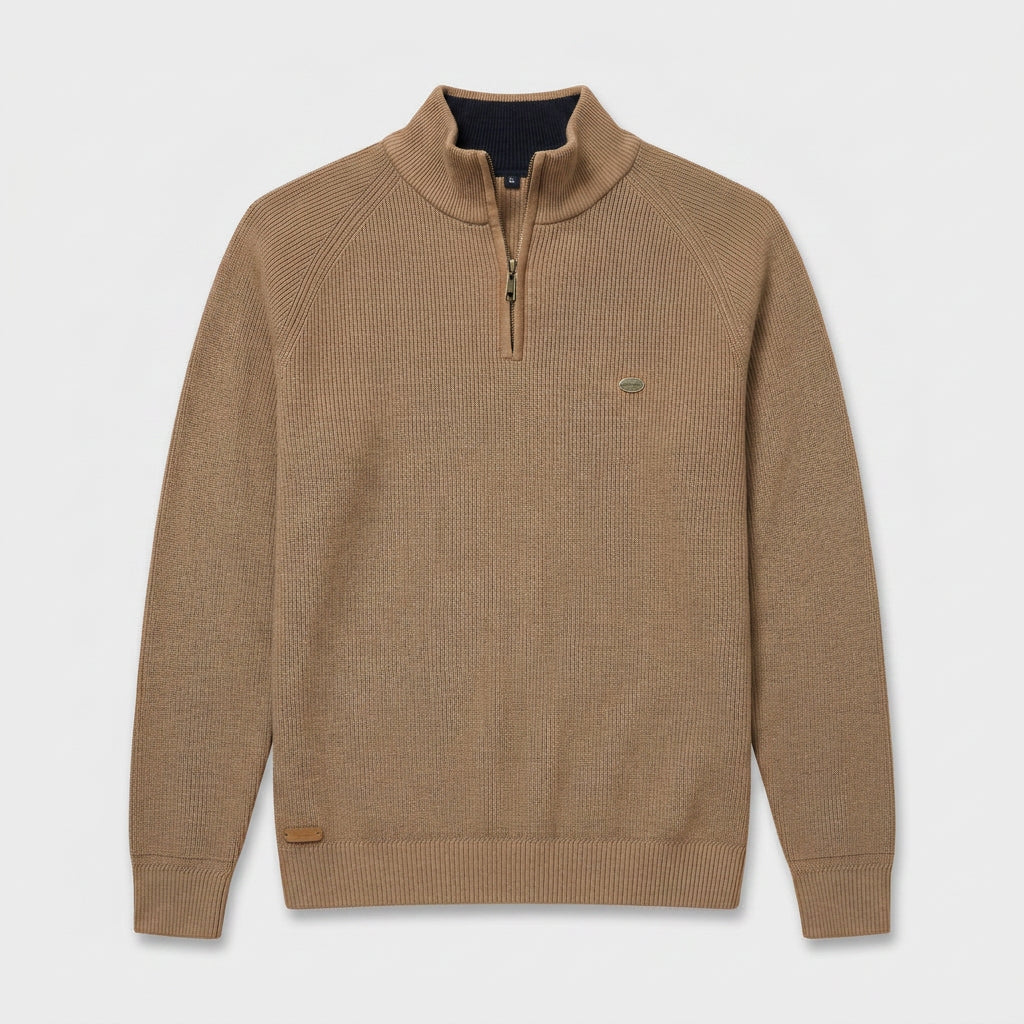 Half-Zip Knitted Jumper Stand Collar Slim Fit for Men